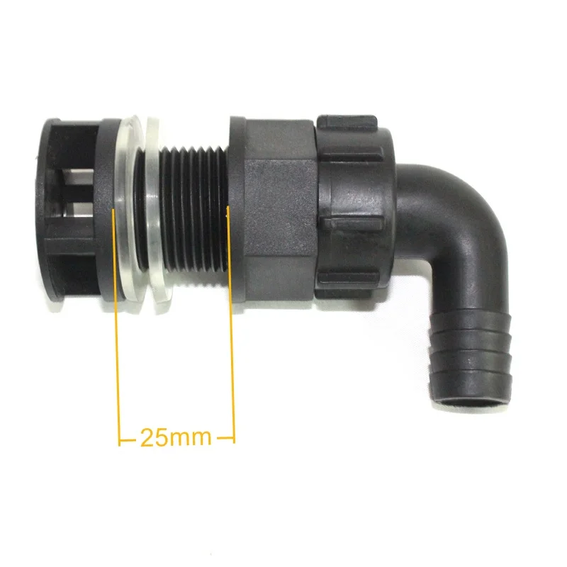 NuoNuoWell conector de mampara de codo de acuario, cubos de 20mm/25mm, tubería de salida inferior, accesorio de drenaje para estanque de peces