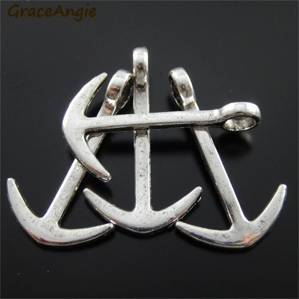 Wholesale 10pcs Best Selling Exquisite Anchor Charms Silver Color Metal Jewelry Making Accessory Necklace Bracelet Pendant