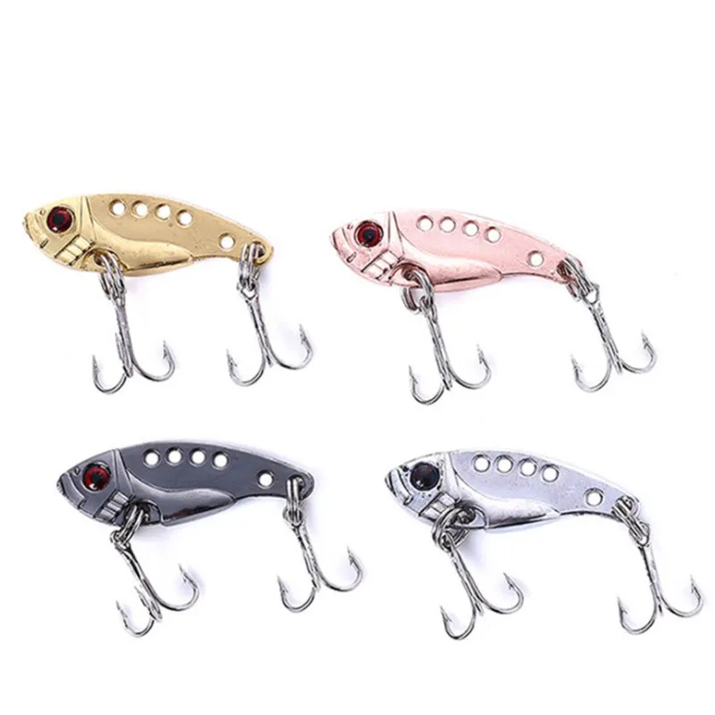 1Pcs 3.5cm 3.5g Metal Spoon Wobbler Fishing Lure Bass Treble With 3 Hooks VIB Lead Fish Artificial bait Fishing Crank Bait lure