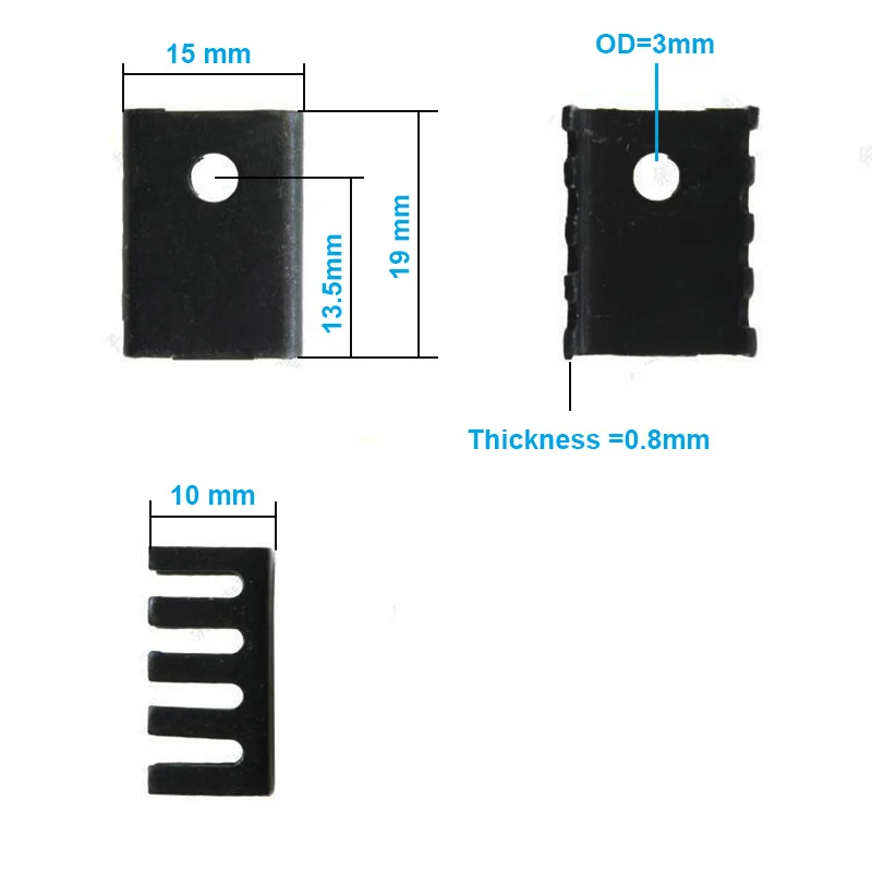 20pcs/lot Black Aluminum 19x15x10mm TO-220 TO220 heatsink radiator for MOS,L7805 LM337 Triode Transistors Cooler IC Chip