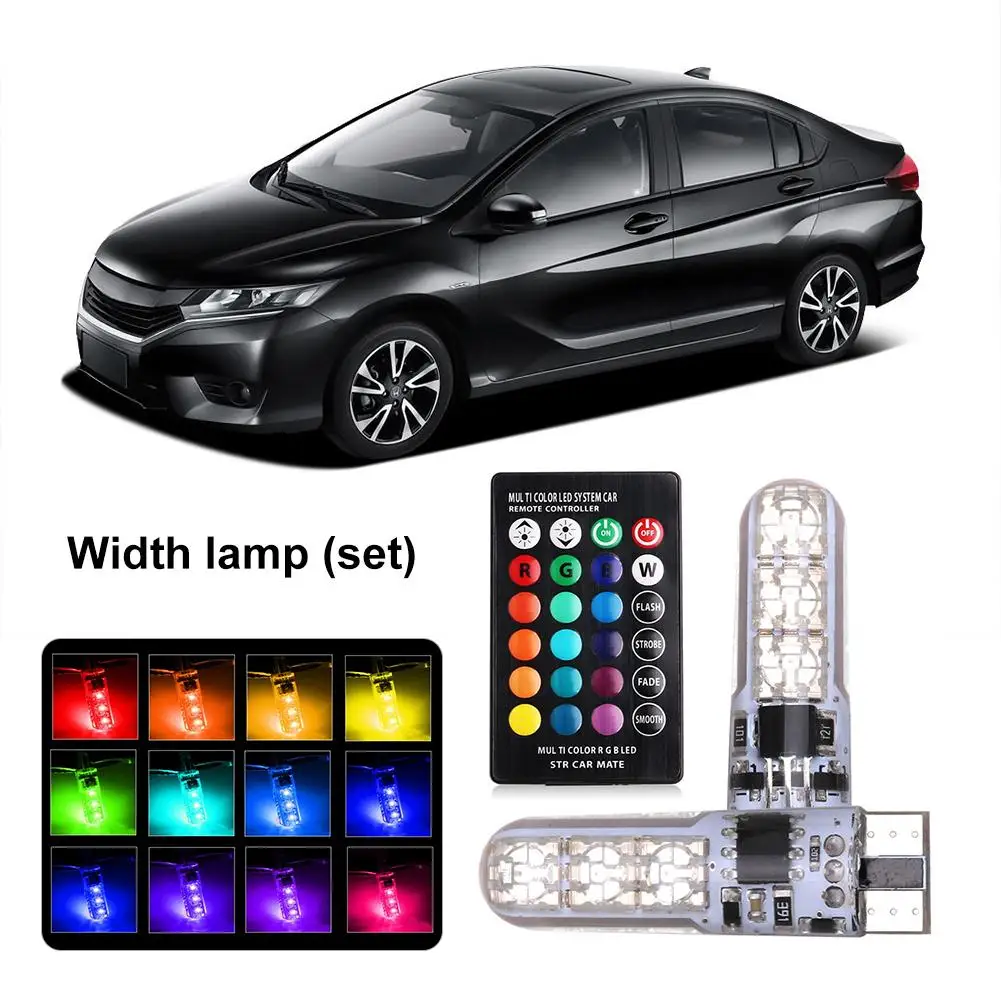 

Professional Car Width Light Remote Change Bright Lamp T10 Silicone Motorcycle LED Colorful Small Lamp License Plate Light