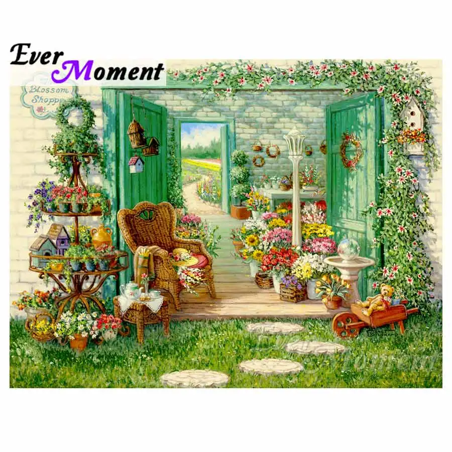 

Ever Moment DIY Diamond Embroidery Flowers And Garden Diamond Mosaic Full Square Drills Home Decoration Artwork ASF1102