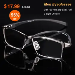 Men Alloy Eyeglasses Frame for Men Eyewear Flexible Temples Legs IP Electroplating Alloy Material,Full Rim and Half Rim