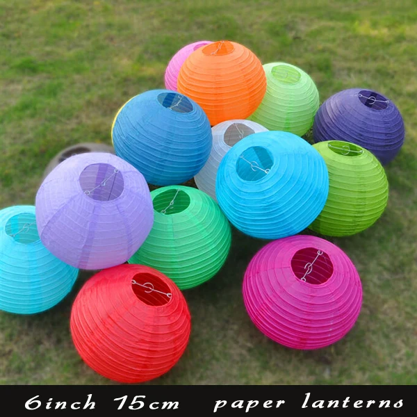 10 Pieces 6 Inch 15cm 22 Colors Colorful Chinese Paper Lanterns For Wedding and Birthday Party Decoration Hanging Paper Balloon