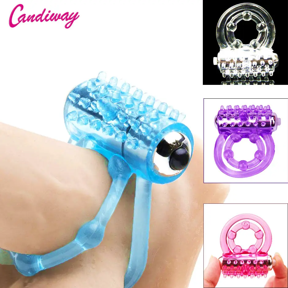 CandiWay mini Vibrators rings double cockring Delay Premature Ejaculation penis ball loop lock Sex Toys product for Men