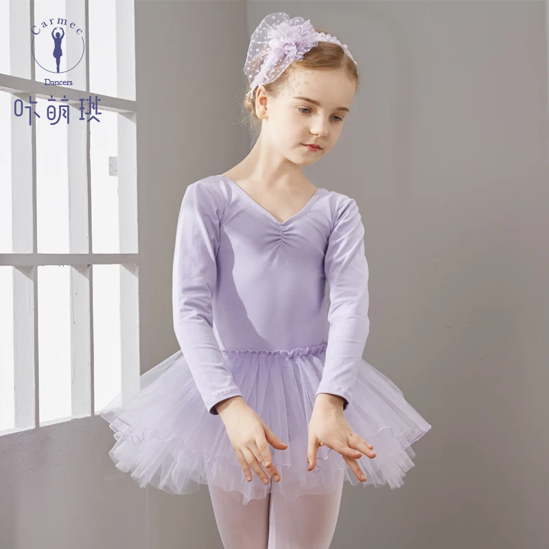 Children Dance Tutu Dress Girls Long Sleeve Ballet Dancing Suit Kids Dancing Performance Test-grade Clothes Ballet Skirt B-6904