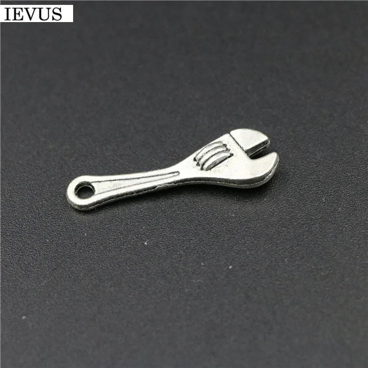 12 Pieces/Lot 25*8mm Antique Silver Plated tool charms wrench pendnats for diy handmade jewelry making