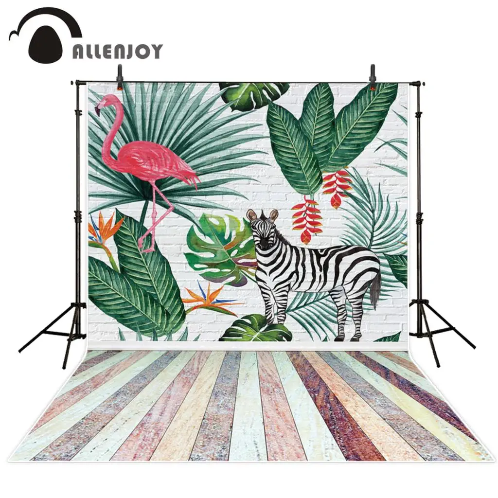 

Allenjoy photography backdrop Plant animal flower flamingo zebra brick wall background newborn original design for photo studio