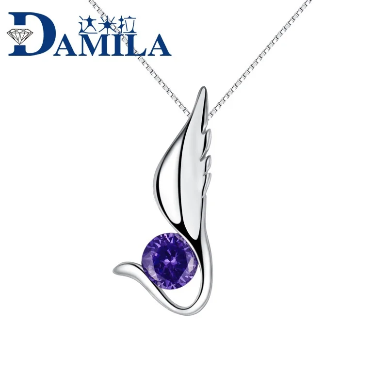 Fashon 925 sterling silver necklaces pendants silver 925 with Cubic Zironia stone Angel wing pendant jewelry making for women