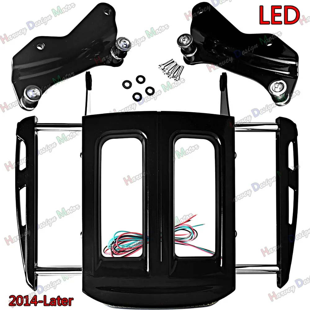 Docking Hardware&Two-Up Black Luggage Rack&LED Smoke Lights For Harley Touring Street Glide Road King FLHX 2014-2023