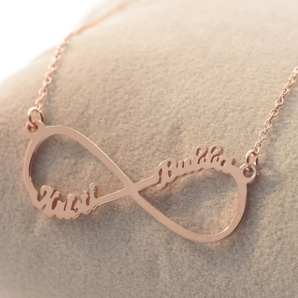 

Infinity Necklace with 2 Name Customized Couple Name Necklace Infinite Pendent Nameplate Personalized lovers family gifts