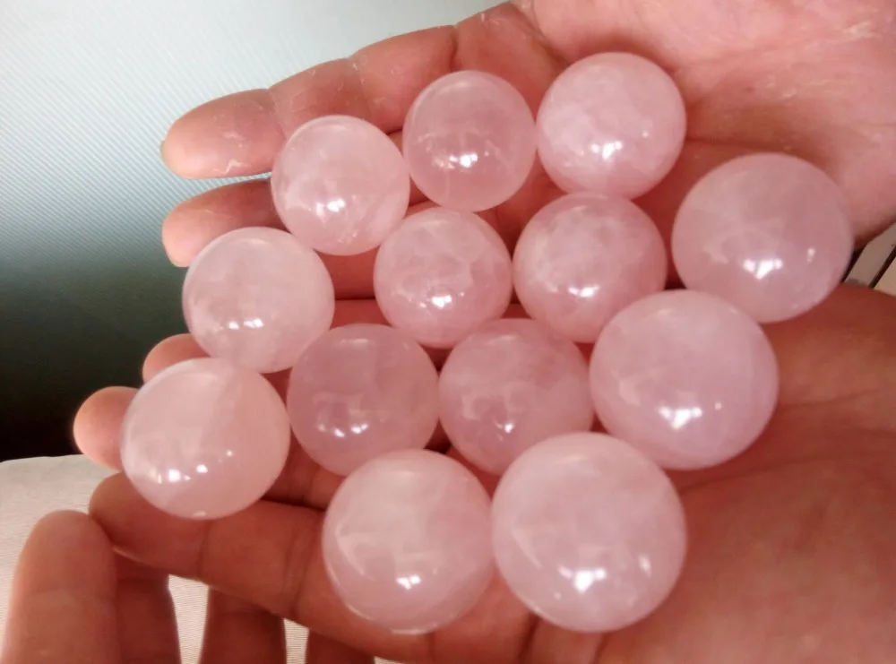 

13pcs Rose Quartz Stone Sphere ~ For Crystal Healing , Reiki , Chakra grid ball