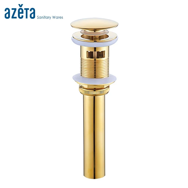 

Azeta Brass Golden Bathroom Basin Sink Pop Up Waste Drainer and Flip Waste With Overflow Hole Or Without Overflow Hole MK1177G