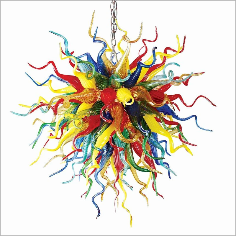 

Spanish Multicolor Lamps Chihuly Style Hand Blown Glass Villa Lighting Chandelier for Dining Room