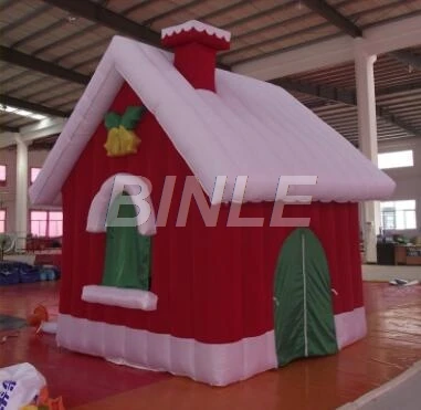 Pretty Outdoor Inflatable Christmas House With Chimney christmas tent decoration inflatable Santa Claus house for Eve parties