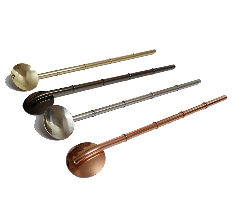 4PCS Stainless Steel Bamboo Shape Spoon Straws , Drinking Straws Drinking Metal Straws