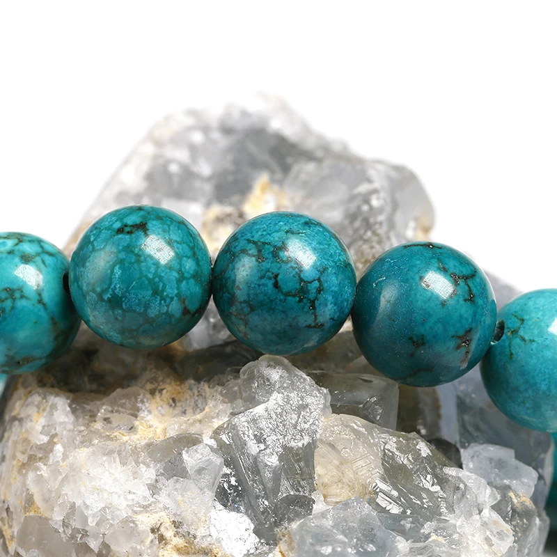 Natural Turquoises Stone 12MM Beads Bracelets for Women Round Beaded Bracelet Men Jewelry Gift Yoga Meditation