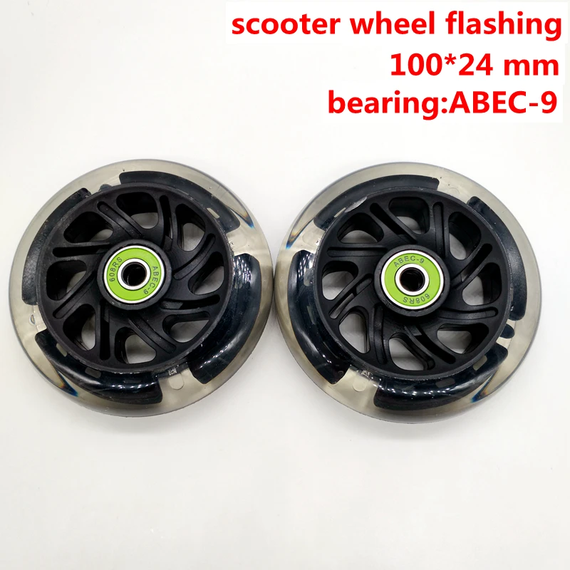 PU scooter wheel flashing wheel 100*24 mm 2 pcs / lot abec-9