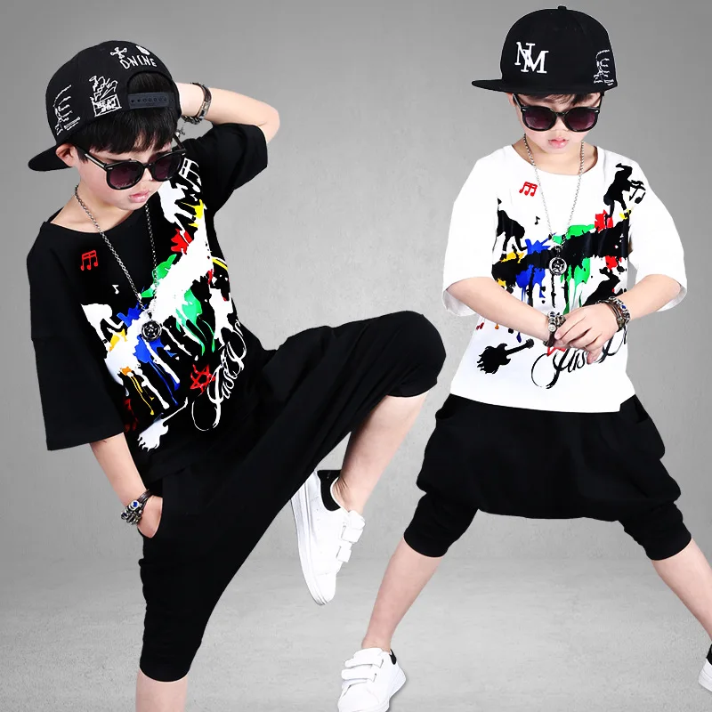 Jongens Zomer Pak Nieuwe Mode Sport Kinderen Hiphop Hiphop Tweedelige Mode Kleding