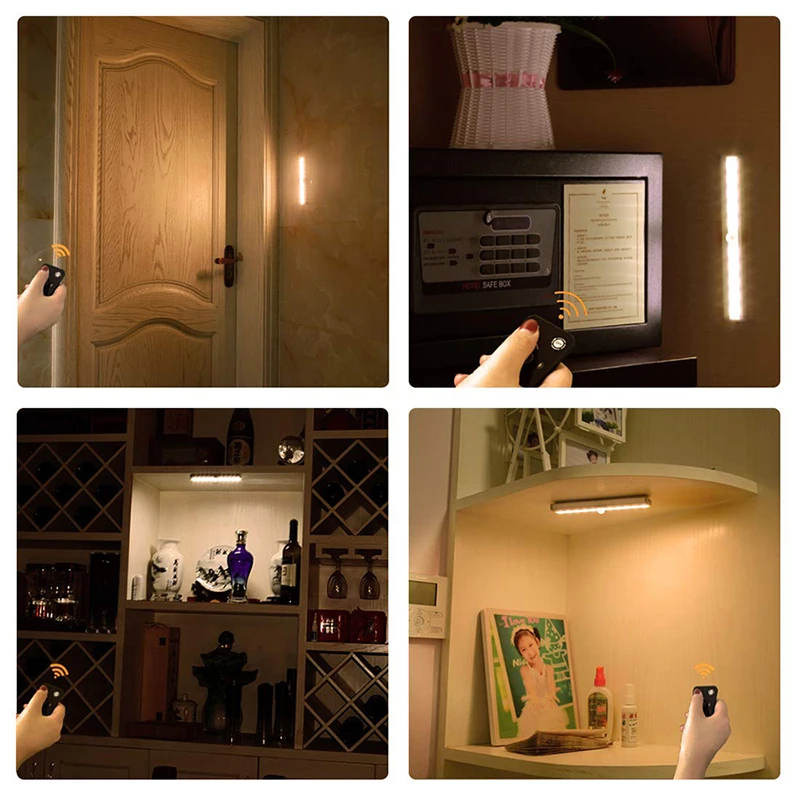 Battery Operated 6/10 LEDs 98/190mm Led Under Cabinet Light PIR Motion Sensor Wardrobe Cupboard Closet Kitchen wall night light