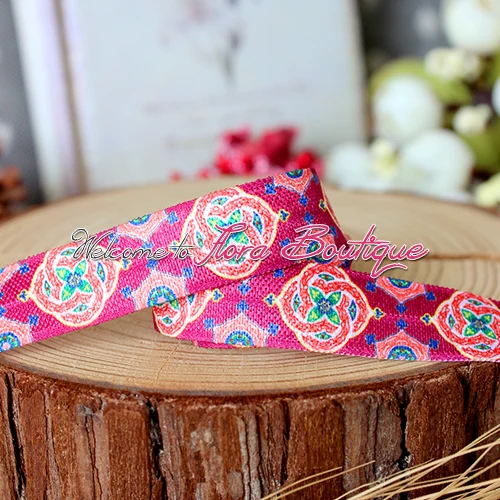 

FLRA ElasticHot sale fold over elastic printed with floral design, heat transfer printing foe