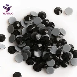 YANRUO 2058HF Jet Hot Fix Rhinestones Crystals Black Heat Iron on Clothing DIY Glass Stones Dresses Strass Beads Applique