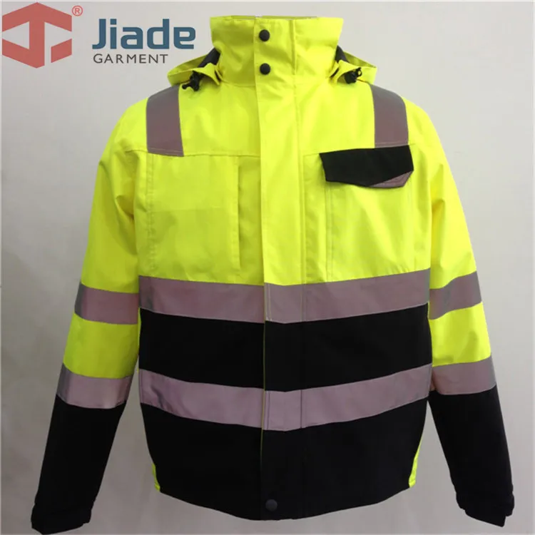 High Visibility Safety Bomber Jacket Orange Winter Reflective Waterproof Jacket Work Wear Plus Size