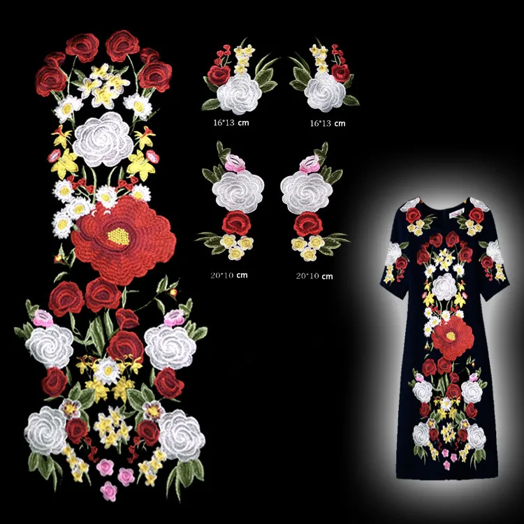 Вышитые кружева из органзы очень большого размера, аппликация патч из ткани гарпун, цветок, сценическая одежда для выступлений, аксессуары для рукоделия