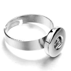 Hot sale high quality fashion DIY metal Adjustable ring fit ginger 12mm snap button rings jewelry charm rings for women