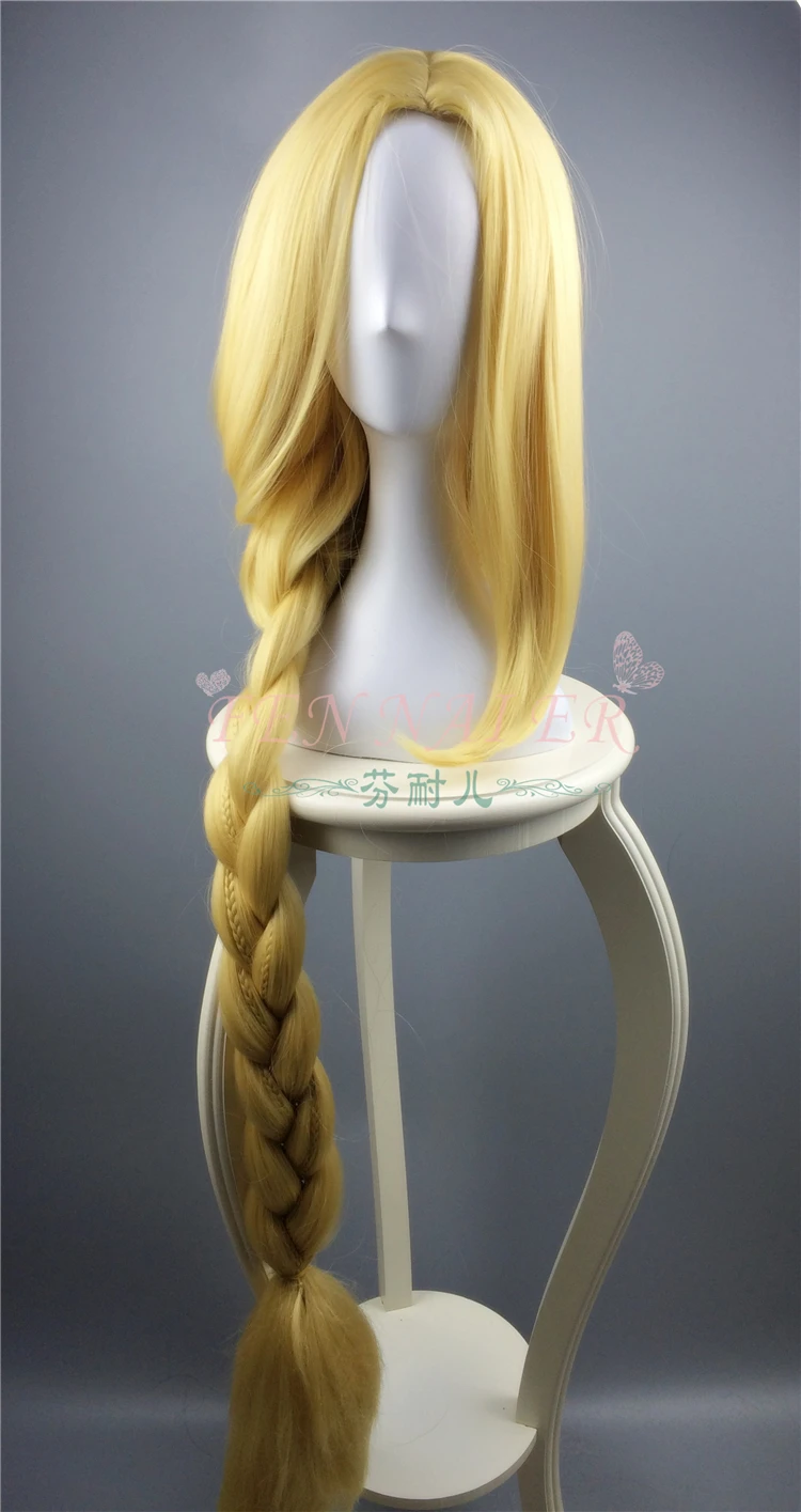 Tangled Cosplay Wig Princess Rapunzel Long Braids Artificial Flowers Headwear Women Blonde Synthetic Hair Adult