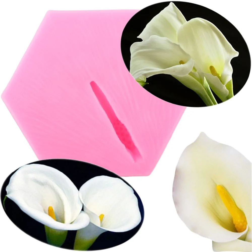 Calla lily Martini Stamen Chocolate Silicone Mold Flower Making Polymer Clay Mould DIY Cupcake Fondant Cake Decorating Tools