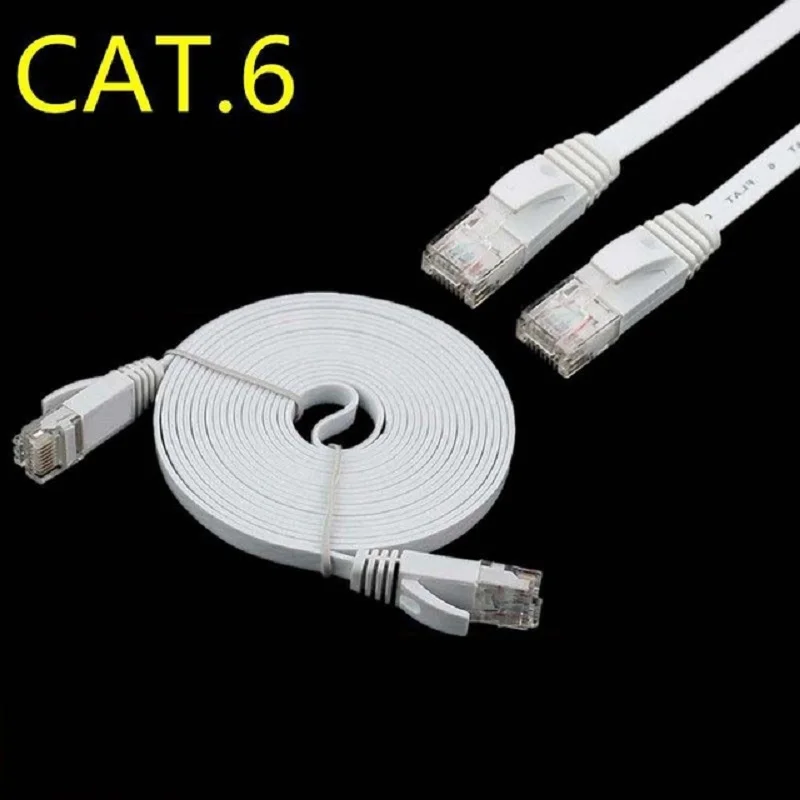 Pure copper wire CAT6 Flat UTP Ethernet Network Cable RJ45 Patch LAN cable 0.25m 0.5m 1m 2m 3m 5m 10m 15m 10mblack white color