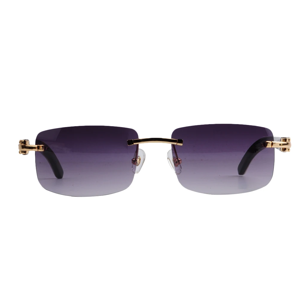 LONSY Fashion Rimles Buffalo Horn Sunglasses Women Brand Designer Vintage Square Sun Glasses For Men Oculos De So Feminino