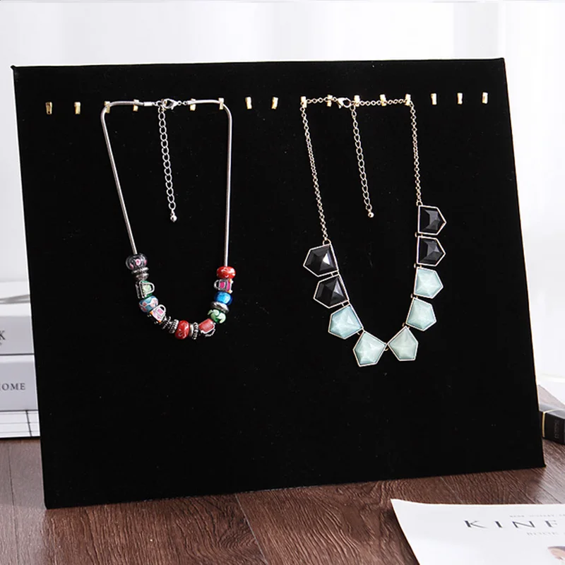 Hot 4 colour 17 Hook Necklace Display Board Velvet Jewelry Display Stand Necklace Rack Earrings Pendant Display Props Wholesale