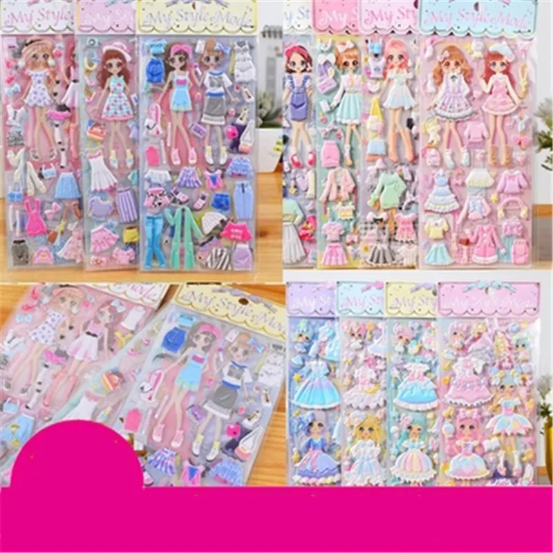 30sheets Stickers Lovely Girls 3D kawaii sticker Laptop Dress up Girl Changing Clothes stickers kids toys pegatinas girl gifts