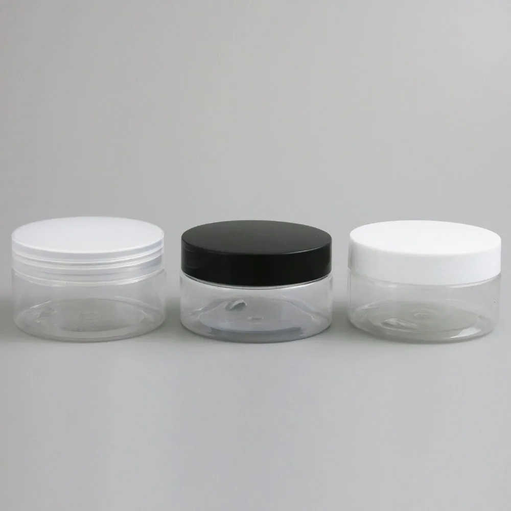 

24 pcs/lot 100g Empty Clear Cosmetic Cream Containers Cream Jars 100ml for Cosmetics Packaging Plastic Bottles With Plastic Cap