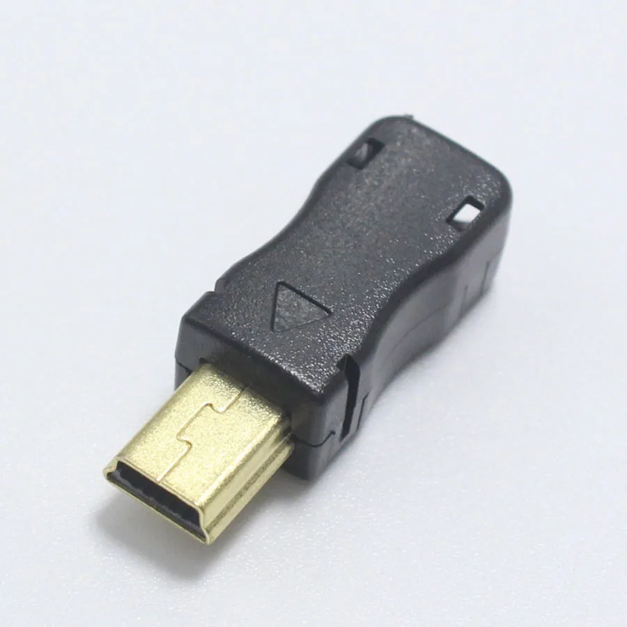 1pcs DIY Mini Type B USB 5Pin Welding Type Male Plug Connector 3 in 1 Gold-plated Connector Adaptor for OD 4.0mm Wire Black