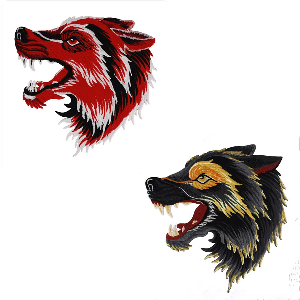 5pieces Fashion Embroidery Wolf Head Applique Fabric Patches for Jeans Jacket Backpack Badges DIY Sewing Apparel Supplies TH905