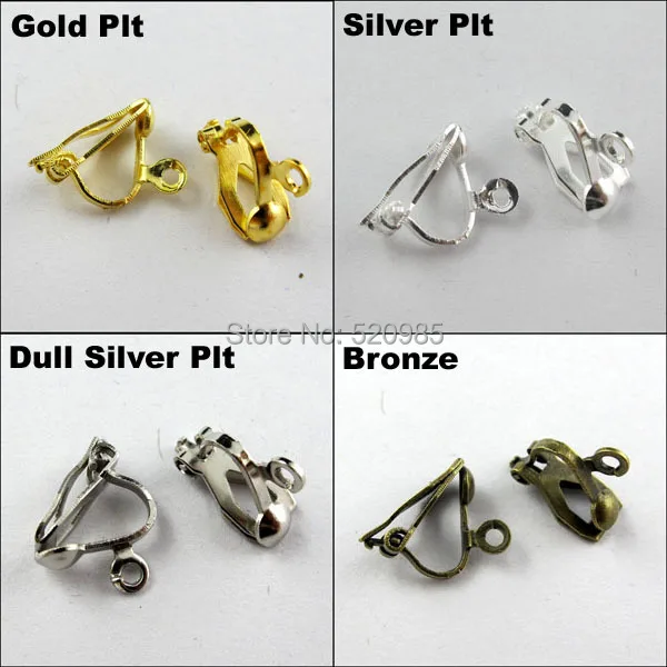 20Pcs 10x13mm Clip On Earring Earwire Findings DIY Gold,Silver,Bronze,Dull Silver Plt FEH05