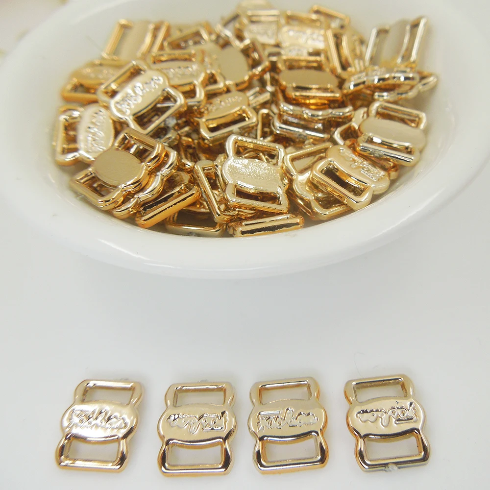 9/11mm,40pcs uv plated rose gold no fade ribbon buckles bow acessories Invitation Ribbon Slider Headband Hair Clip DIY