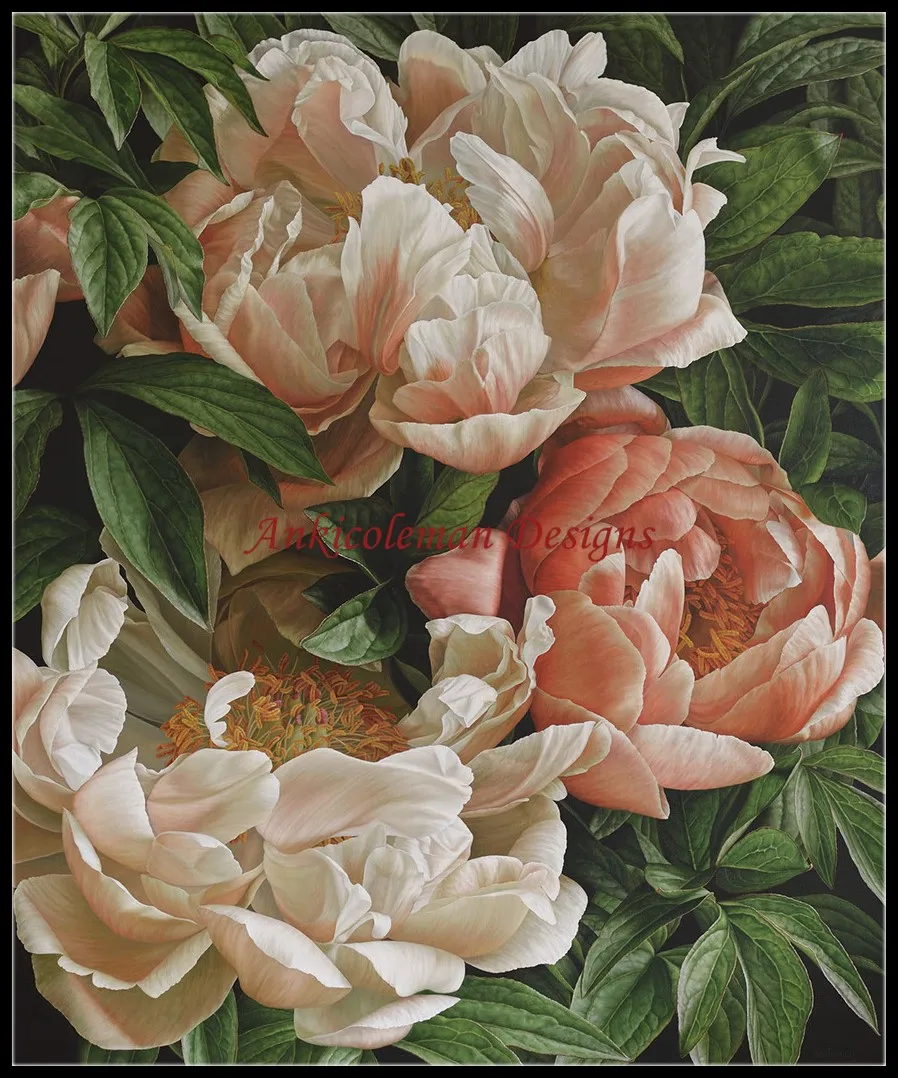 

Needlework for embroidery DIY French DMC High Quality - Counted Cross Stitch Kits 14 ct Oil painting - Coral Charm Peony II