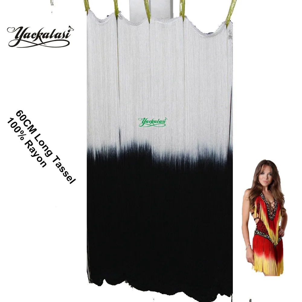 1 Yard Long Fringe Tassel Latin Dress Trims Dip Dye Ombre Rayon Tassel Trimming Diy Lace Latin Macrame Trims 60CM Long