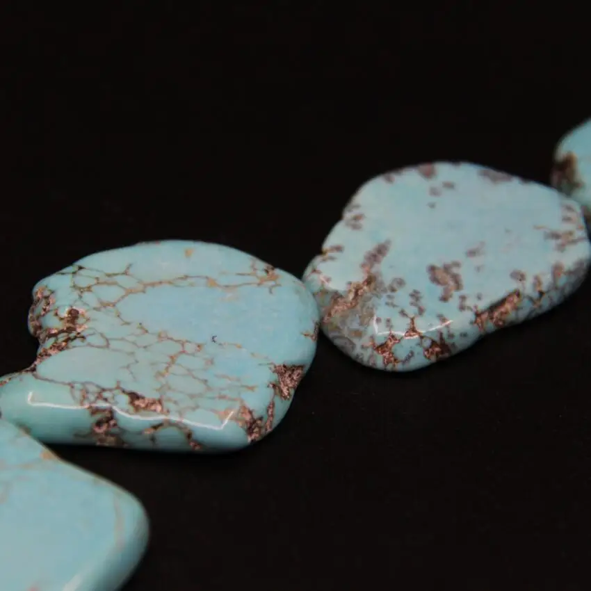 2Strands/Lot Natural Blue Turquoises Slab Slice Loose Beads,Raw Magnesite Howlite Nugget Pendant Beads For DIY Necklace Jewelry