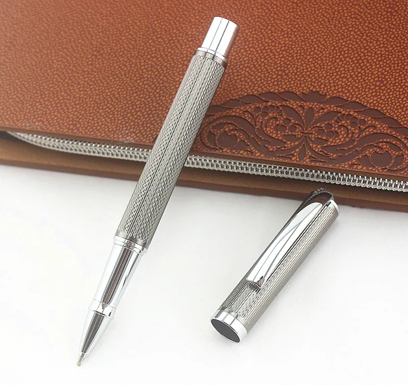 high quality Writing Rollerball pen with Metal gray and Silver clip classic Office Supplies Canetas Luxury Pen Stationery