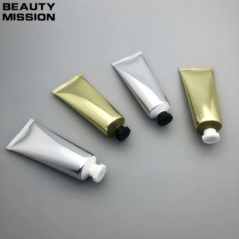 

80ml 50pcs/lot Empty Shiny Gold/Silver Soft Tube For Emulsion/CC Cream Cosmetic Packaging Tube Plastic Soft tube Skin Care hose