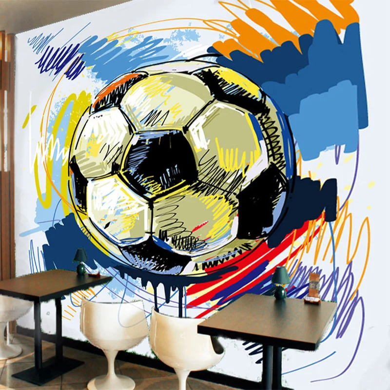 Custom Mural Wallpaper Modern Football Graffiti Bar KTV Cafe Children's Bedroom Background Home Decor Wall Paper For Wall 3 D