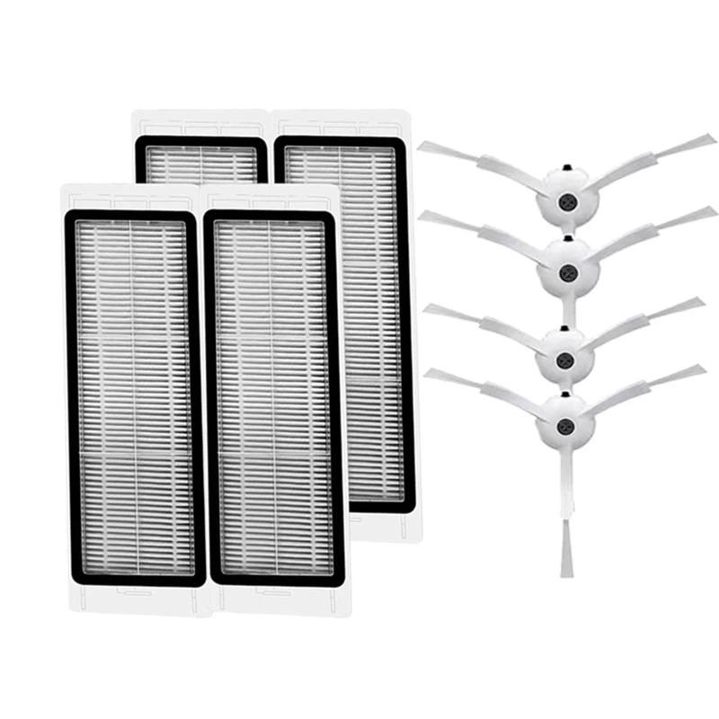 قطع غيار روبوت المكنسة الكهربائية ، فلتر Hepa 4x ، فرشاة جانبية 4x لروبوروك s50 s55 s51 ، 8 قطعة للمجموعة الواحدة