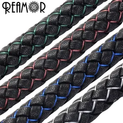 REAMOR 8mm Genuine Braided Silk Leather Rope 4 Colors String Cord For DIY Bracelet Jewelry Craft Making Findings Wholesale