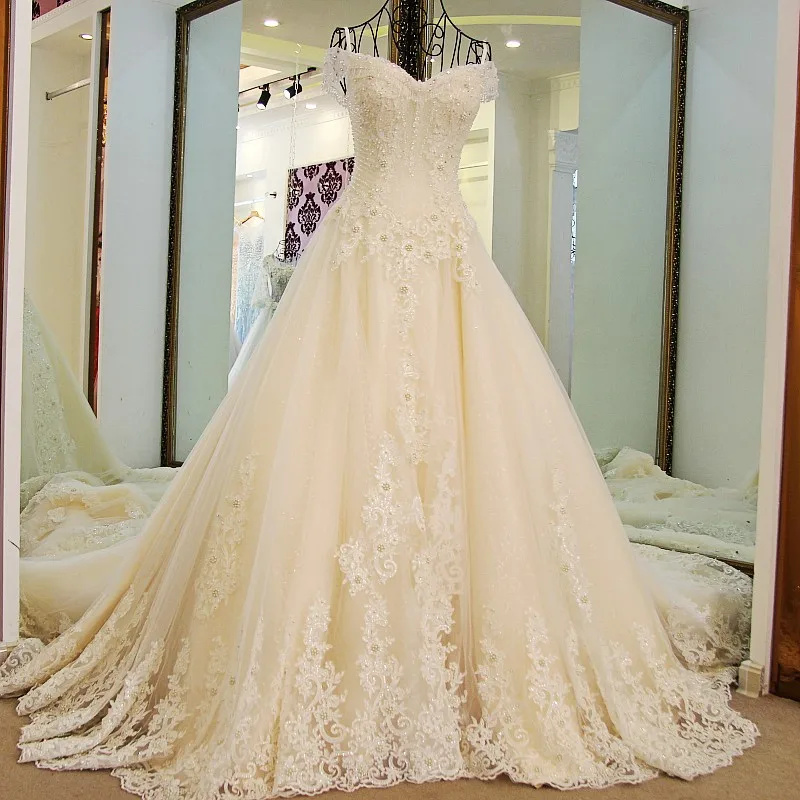 Luxurious Ball Gown Lace Crystal Flowers Wedding Dresses Real Picture Ivory Bridal Wedding Gown 2023 New Design Custom Made XG08