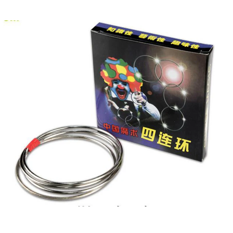 1sets Four Connected Linking Rings 4 Linking Rings  Steel Pipe diameter 10cm street Magic Tricks  Magic Props 81487